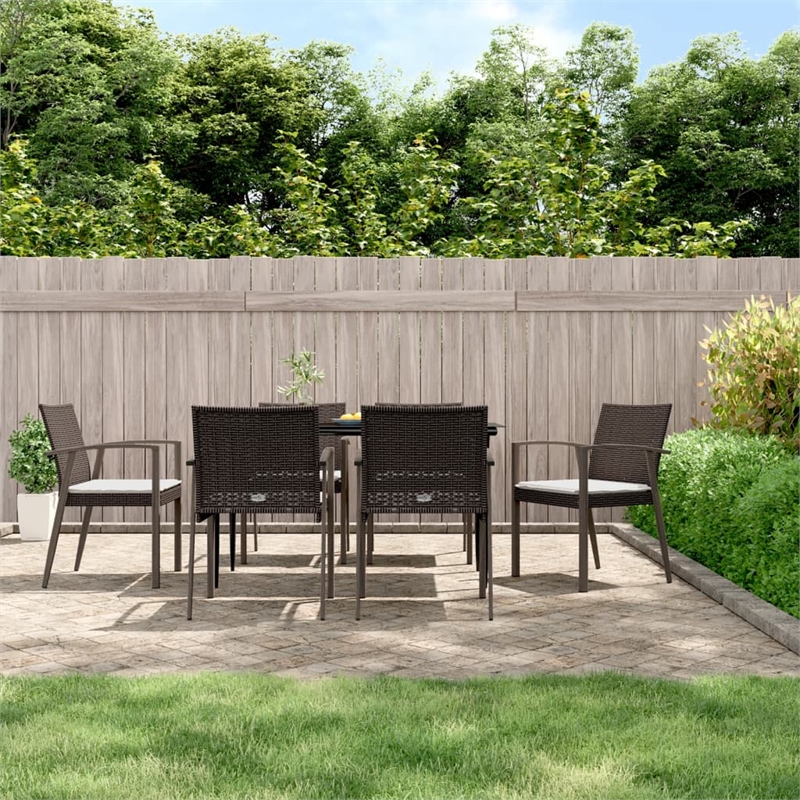Afuera Living Poly Rattan 7 Piece Garden Dining Set in Brown
