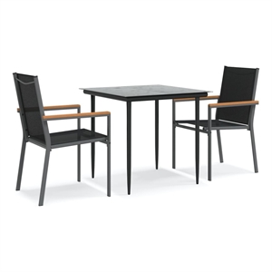 Afuera Living Contemporary Garden Dining Set in Black Finish