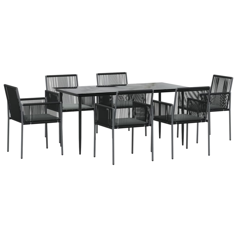 Afuera Living Contemporary Synthetic Poly Rattan Garden Dining Set in Black