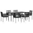 Afuera Living Contemporary Synthetic Poly Rattan Garden Dining Set in Black