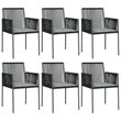 Afuera Living Contemporary Synthetic Poly Rattan Garden Dining Set in Black