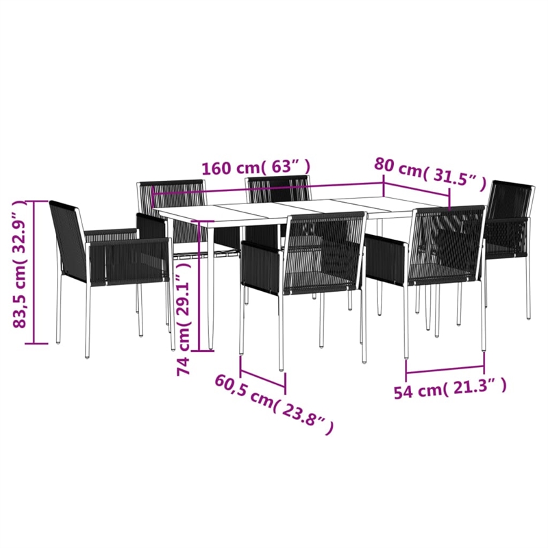 Afuera Living Contemporary Synthetic Poly Rattan Garden Dining Set in Black
