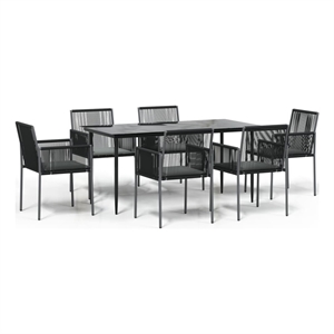 Afuera Living Contemporary Synthetic Poly Rattan Garden Dining Set in Black