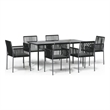 Afuera Living Contemporary Synthetic Poly Rattan Garden Dining Set in Black