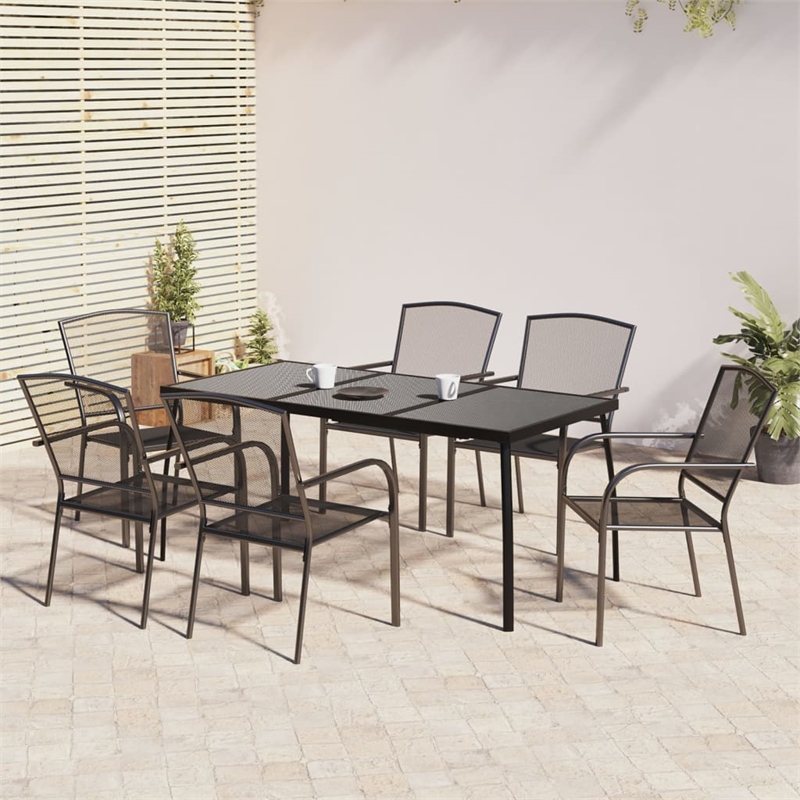 Afuera Living Steel Medium Stackable Garden Dining Set in Anthracite