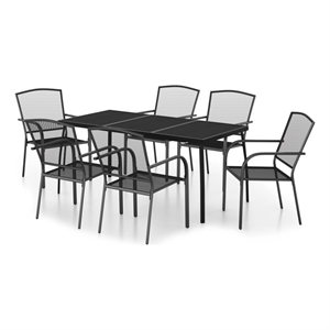 Afuera Living Steel Medium Stackable Garden Dining Set in Anthracite