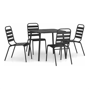 Afuera Living Contemporary Garden Dining Set in in Anthracite/Gray