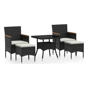 Afuera Living Poly Rattan Medium Garden Dining Set in Black/Cream White
