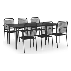 Afuera Living Powder-Coated Steel/Cotton Rope Garden Dining Set in Black