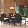 Afuera Living Contemporary Synthetic Poly Rattan Dining Set in Black