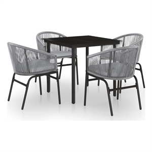 Afuera Living Contemporary 4 Piece Garden Dining Set in Black/Gray