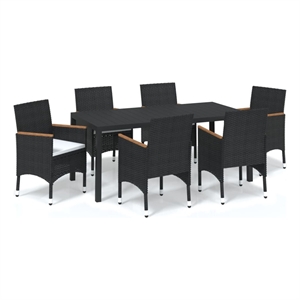 Afuera Living PE Rattan 7 Piece Set Garden Dining Set in Black