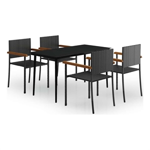Afuera Living Contemporary Garden Dining Set in Powder-Coated Black