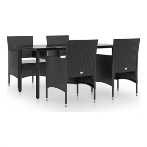 Afuera Living Contemporary Garden Dining Set in Black/Cream White