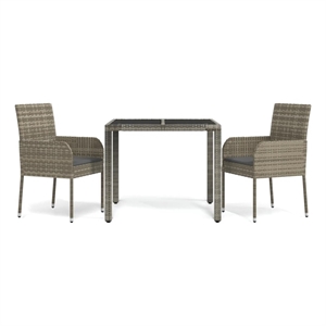 Afuera Living Contemporary 3 Piece Garden Dining Set in Gray