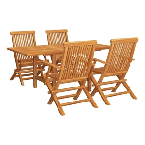 Afuera Living Fine Sanded Teak Hardwood Medium Foldable Dining Set in Warm Brown