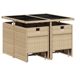 Afuera Living 9 Piece Rattan Garden Dining Set in Black/Cream White