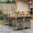 Afuera Living Contemporary 5 Piece Poly Rattan Garden Dining Set in Gray