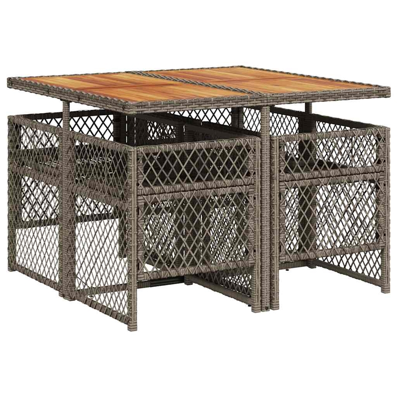 Afuera Living Contemporary 5 Piece Poly Rattan Garden Dining Set in Gray