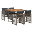 Afuera Living Contemporary 5 Piece Poly Rattan Garden Dining Set in Gray