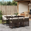 Afuera Living 7 Piece Poly Rattan Garden Dining Set in Brown/Cream White