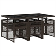 Afuera Living 7 Piece Poly Rattan Garden Dining Set in Brown/Cream White