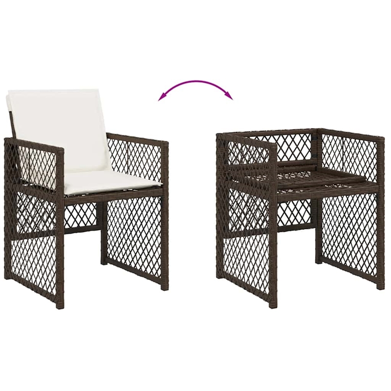 Afuera Living 7 Piece Poly Rattan Garden Dining Set in Brown/Cream White