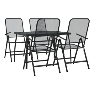 Afuera Living Contemporary Garden Dining Set in Anthracite/Gray