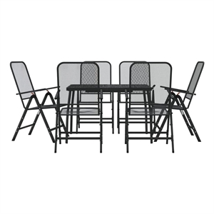 Afuera Living Contemporary 7 Piece Steel Garden Dining Set in Anthracite