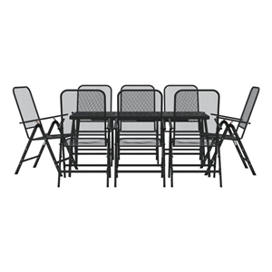Afuera Living Contemporary 9 Piece Garden Dining Set in Anthracite