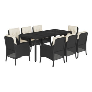Afuera Living 9 Piece Poly Rattan Garden Dining Set in Black