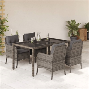 Afuera Living Contemporary 5 Piece Poly Rattan Garden Dining Set in Gray