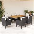 Afuera Living Contemporary Poly Rattan Garden Dining Set in Black
