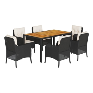 Afuera Living Contemporary Poly Rattan Garden Dining Set in Black