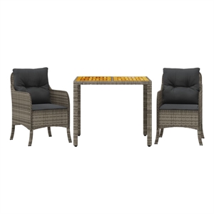 Afuera Living Contemporary Poly Rattan Garden Dining Set in Gray