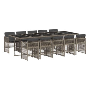 Afuera Living Poly Rattan Foldable Garden Dining Set in Gray