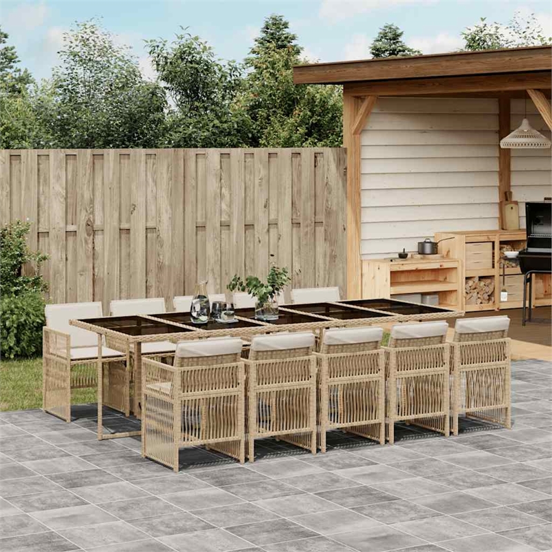 Afuera Living Poly Rattan Garden Dining Set in Black/Cream White