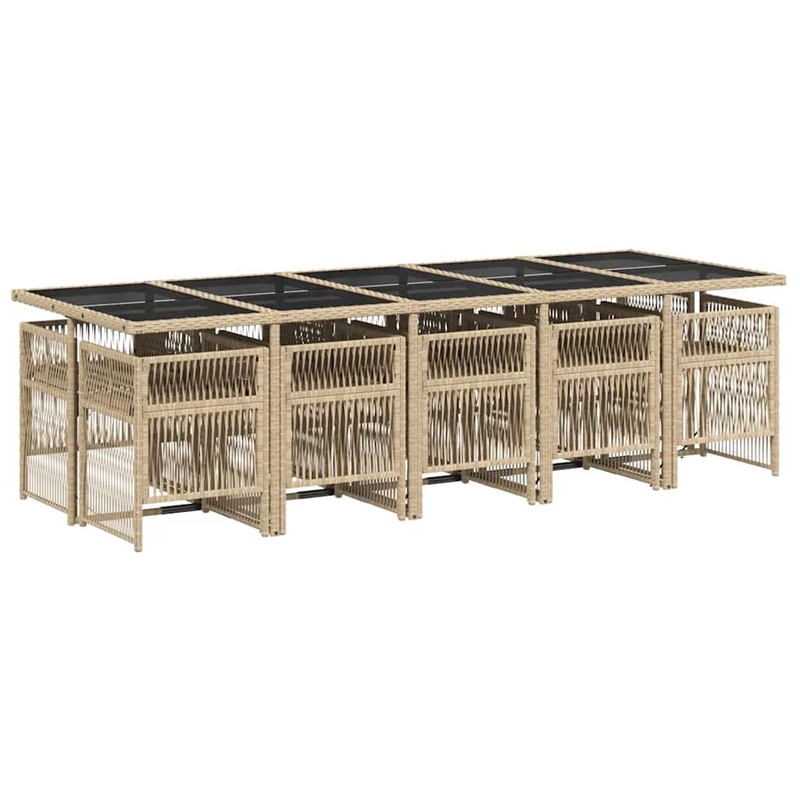 Afuera Living Poly Rattan Garden Dining Set in Black/Cream White