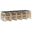 Afuera Living Poly Rattan Garden Dining Set in Black/Cream White