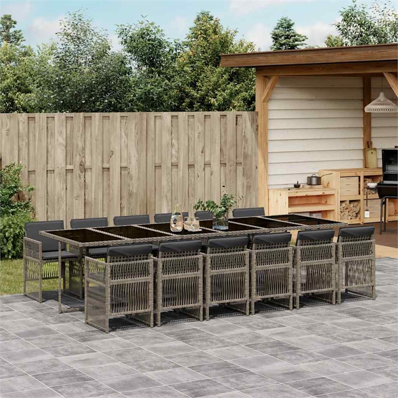 Afuera Living Poly Rattan Garden Dining Set in Black/Dark Gray