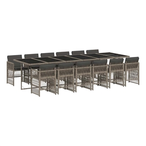 Afuera Living Poly Rattan Garden Dining Set in Black/Dark Gray