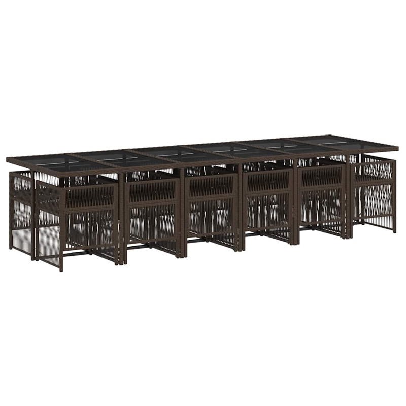 Afuera Living Contemporary Rattan Garden Dining Set in Brown/Cream white