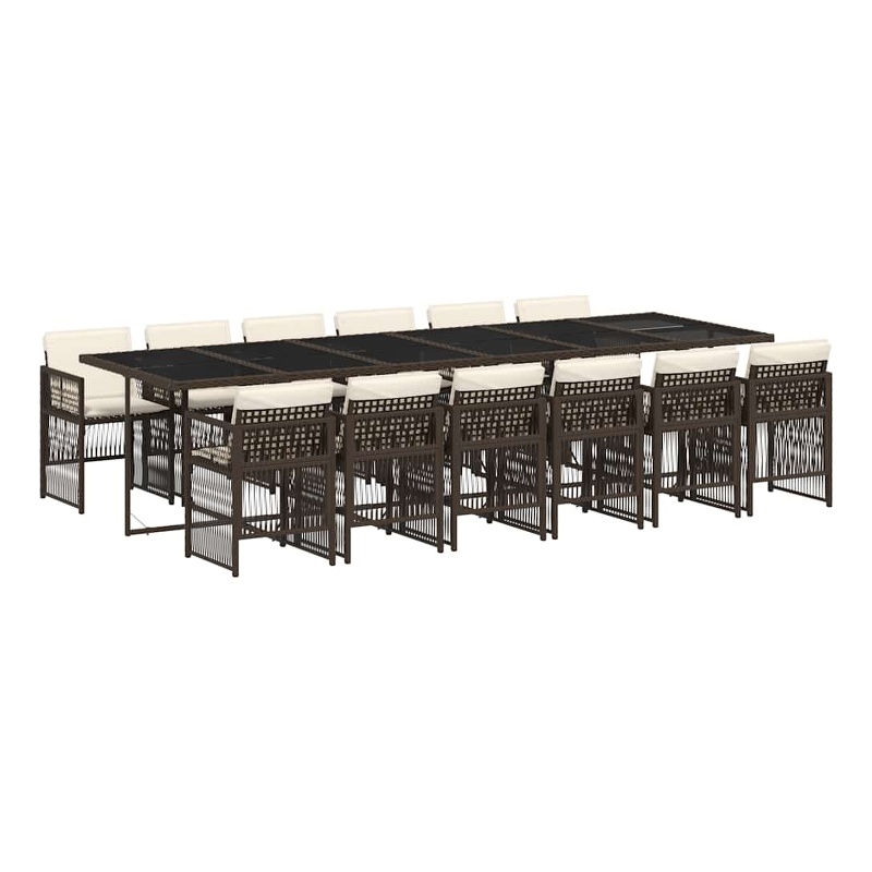 Afuera Living Contemporary Rattan Garden Dining Set in Brown/Cream white