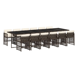 Afuera Living Contemporary Rattan Garden Dining Set in Brown/Cream white