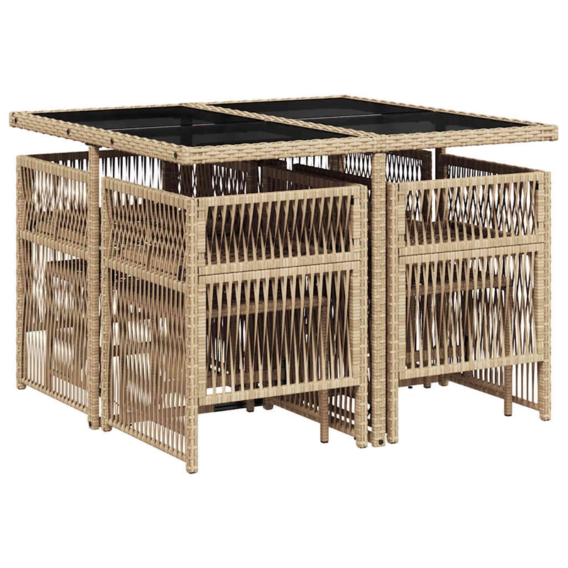 Afuera Living 9 Piece Poly Rattan Garden Dining Set in Beige/Black