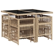 Afuera Living 9 Piece Poly Rattan Garden Dining Set in Beige/Black