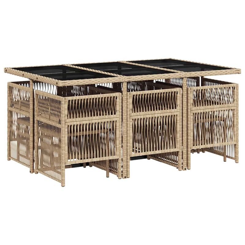 Afuera Living Contemporary Poly Rattan Garden Dining Set in Beige/Black