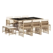 Afuera Living Contemporary Poly Rattan Garden Dining Set in Beige/Black