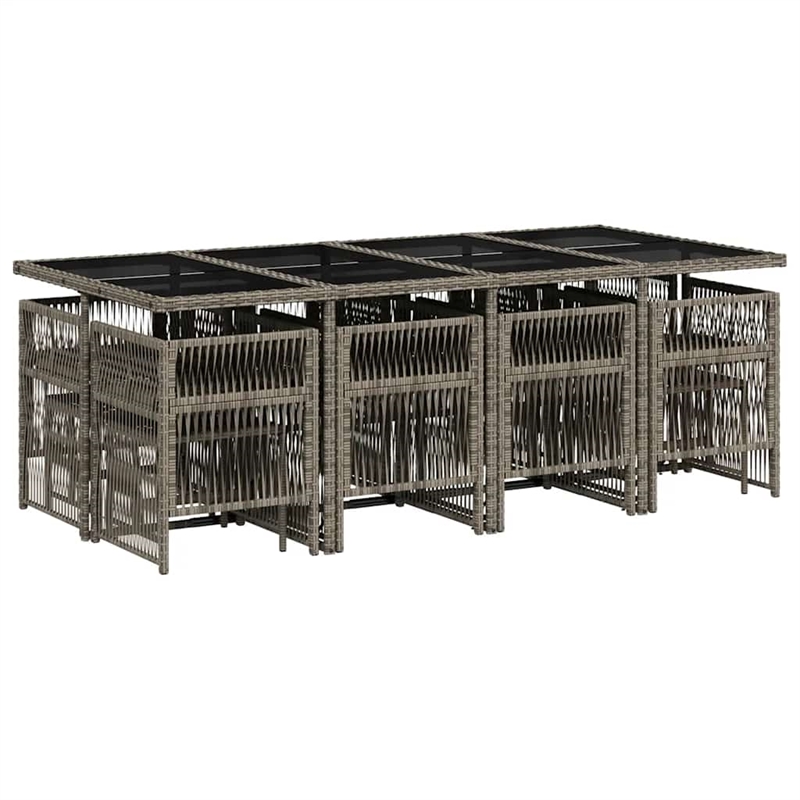 Afuera Living Contemporary Poly Rattan Garden Dining Set in Gray