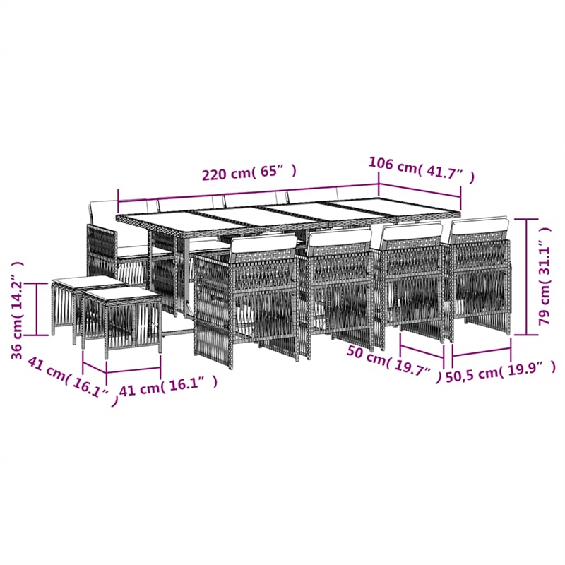 Afuera Living Contemporary Poly Rattan Garden Dining Set in Gray